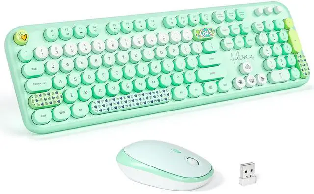 Main image of MOFII Wireless Keyboard and Mouse Combo - Pale Green Full Sized Plug and Play Colorful Computer Keyboards - 104 Keys Round Keycap USB 2.4G Cute Keyboard for Windows/Laptop/Mac/Desktop/PC