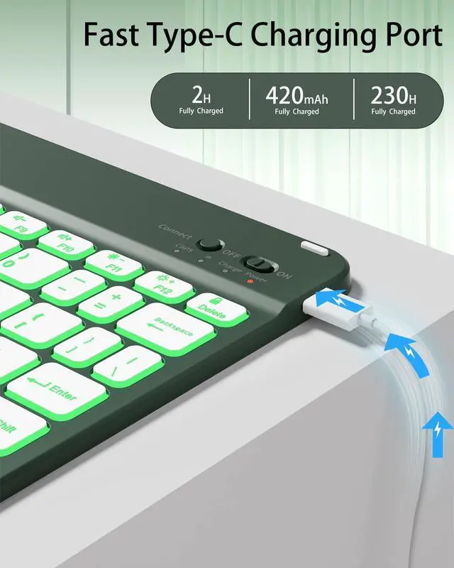 Alt view image 5 of 5 - SQBEBS Case with Keyboard for iPad Air 11 inch M3/M2 2025/2024, iPad Air 5th/4th Generation 10.9 inch, 7 Colors Backlit Detachable Bluetooth Keyboard, Stand Folio Cover with Pencil Holder, Dark Green