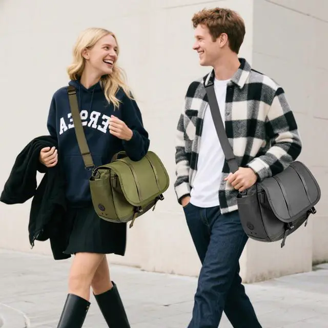 Alt view image 2 of 5 - travel inspira Messenger Bag for Men/Women, Anti-theft Lightweight Men's Laptop Bag 16 inch Water Resistant Crossbody Satchel Bags Computer Work Office College Bag with Shoulder Strap, Grey