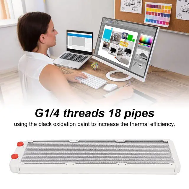 Alt view image 2 of 5 - Water Cooling Radiator G1/4 Thread, 360mm Aluminium Alloy Computer 18 Pipes Water Cooling Cooler for Computer CPU Heat Sink