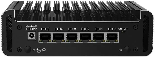 Main image of 6 Port Firewall Micro Appliance, Fanless Firewall Mini PC Intel N150 Quad Core, DDR5 RAM, VPN, Router PC, AES-NI, 4 Intel 2.5GbE I226-V LAN, Barebone
