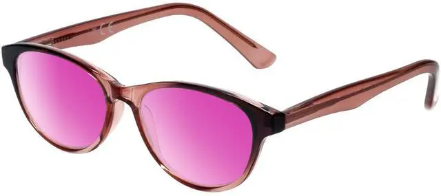 Main image of Medspex Corinne McCormack Polly Color Therapy Reading Glasses +2.50 Pink Black Fade/Passion Purple Womens Fluorescent Light Sensitivity Chromotherapy Chakra Healing