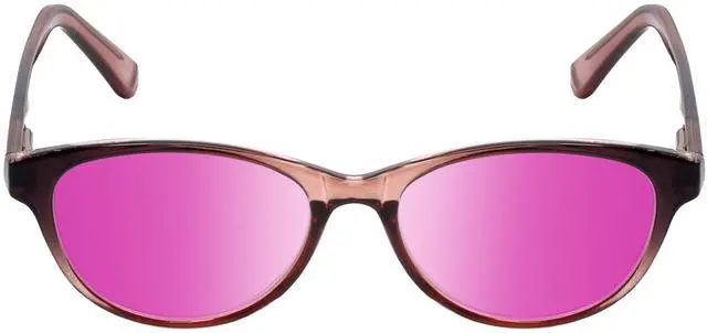 Alt view image 5 of 5 - Medspex Corinne McCormack Polly Color Therapy Reading Glasses +2.50 Pink Black Fade/Passion Purple Womens Fluorescent Light Sensitivity Chromotherapy Chakra Healing