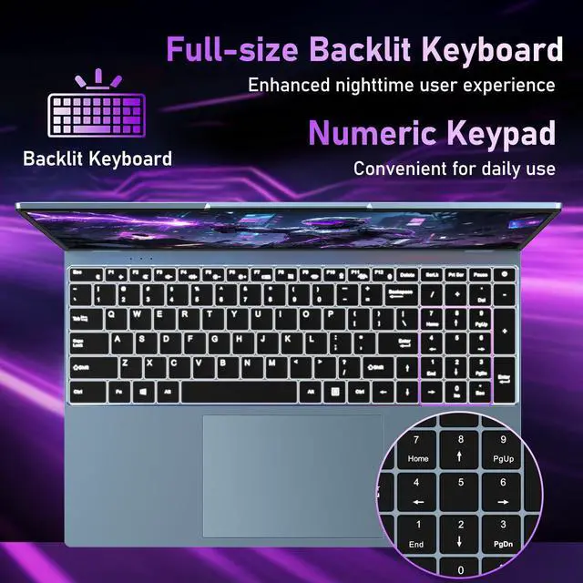 Alt view image 5 of 5 - MITUNTUN 2025 Gaming Laptop (Include Office 365), 16 Inch Laptop Computer with Geforce MX350, N95 4C/4T Processor(up to 3.4Ghz), 32GB RAM 1TB SSD, Backlit Keyboard, FHD 1920 * 1200, WiFi 5, BT 4.0