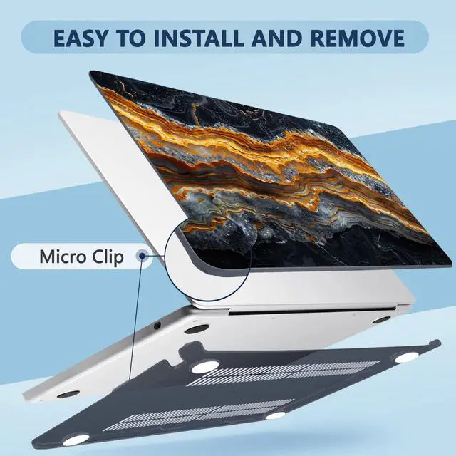 Alt view image 3 of 5 - MecBevia Compatible with MacBook Air 15 inch Case, M4 A3241/M3 A3114/M2 A2941 (Released 2025 to 2023), Hard Shell, Keyboard Cover, Screen Protector, Webcam Cover & Type-C Adapter, Black Gold