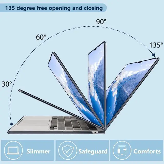 Alt view image 5 of 5 - MecBevia Compatible with MacBook Air 15 inch Case, M4 A3241/M3 A3114/M2 A2941 (Released 2025 to 2023), Hard Shell, Keyboard Cover, Screen Protector, Webcam Cover & Type-C Adapter, Black Gold