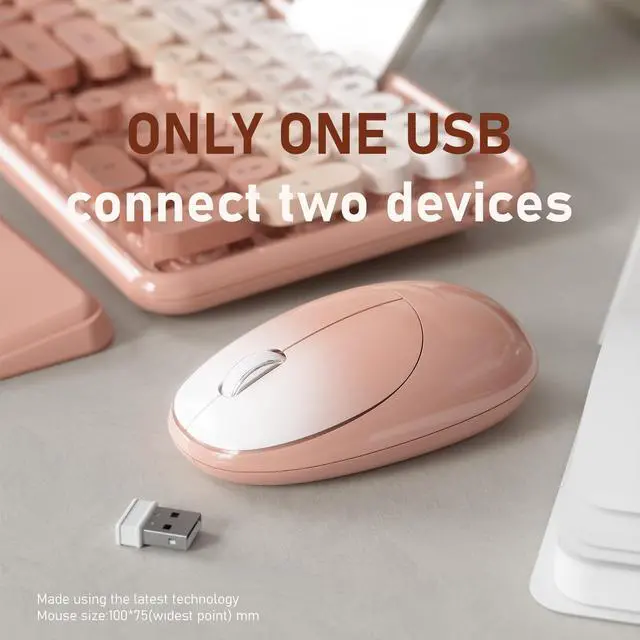 Alt view image 5 of 5 - FCPLU xUBOTIE Wireless Keyboard and Mouse, Colorful 104-Key QWERTY with Round Keys, Phone Holder, Wrist Rest, Power Buttons, 2.4GHz USB for PC Laptop(Peach Gradient)