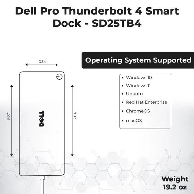 Alt view image 5 of 5 - Dell SD25TB4 Pro Thunderbolt 4 Smart Dock - Supports 8k Display, 3 Years Warranty with 180W Adapter, HDMI, DisplayPort, Thunderbolt Cable, Cloth - USB C Docking Station Hub with Accessories