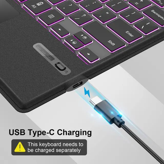 Alt view image 5 of 5 - TOMSENN Surface Pro Type Cover, Portable Wireless Bluetooth Keyboard with Touchpad, 7-Color LED Backlit and Built-in Rechargeable Battery (LED Backlit)