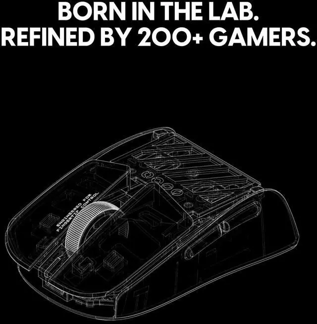 Alt view image 2 of 5 - Pulsar Gaming Gears LAB X2F Wireless Fingertip Gaming Mouse, Ultra Lightweight 1.34 oz (38 g), HUANO Blue Pink Dot Switches, 32,000 DPI, 750 IPS, XS-1 Sensor, 8K Compatible (Black)