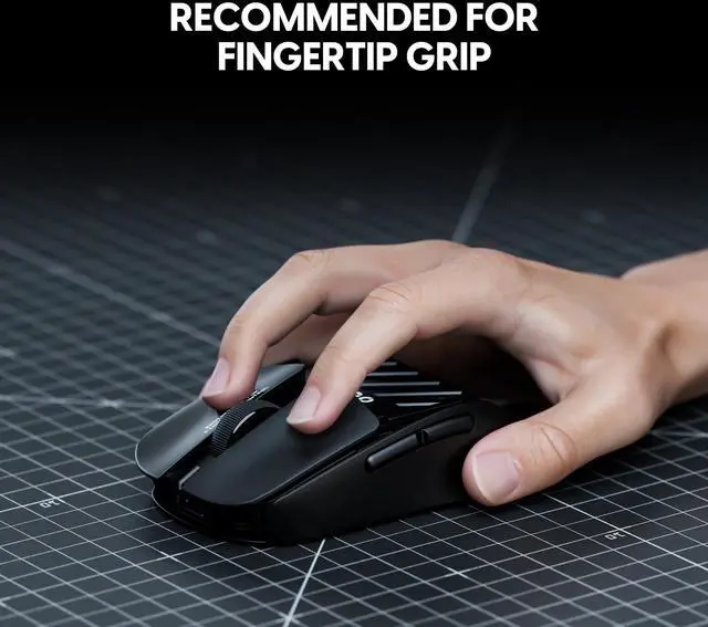 Alt view image 3 of 5 - Pulsar Gaming Gears LAB X2F Wireless Fingertip Gaming Mouse, Ultra Lightweight 1.34 oz (38 g), HUANO Blue Pink Dot Switches, 32,000 DPI, 750 IPS, XS-1 Sensor, 8K Compatible (Black)