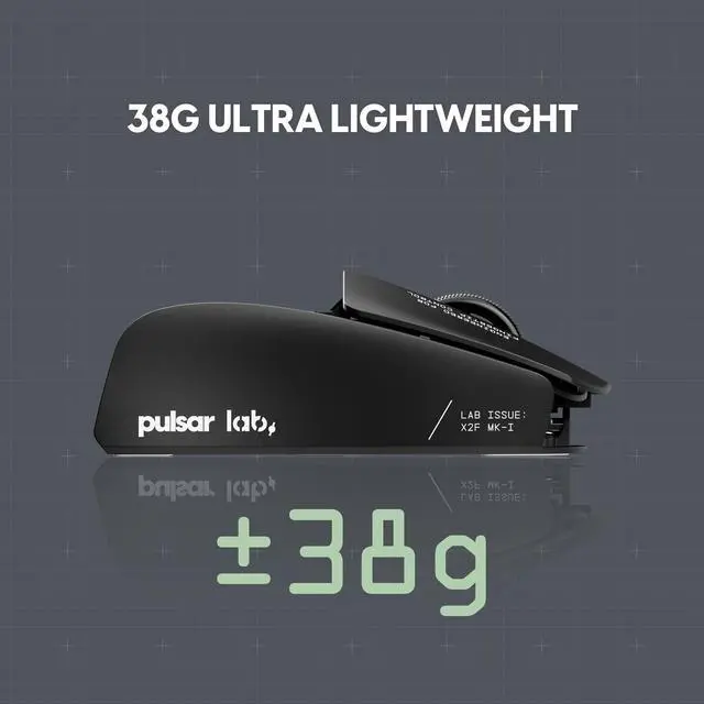 Alt view image 4 of 5 - Pulsar Gaming Gears LAB X2F Wireless Fingertip Gaming Mouse, Ultra Lightweight 1.34 oz (38 g), HUANO Blue Pink Dot Switches, 32,000 DPI, 750 IPS, XS-1 Sensor, 8K Compatible (Black)