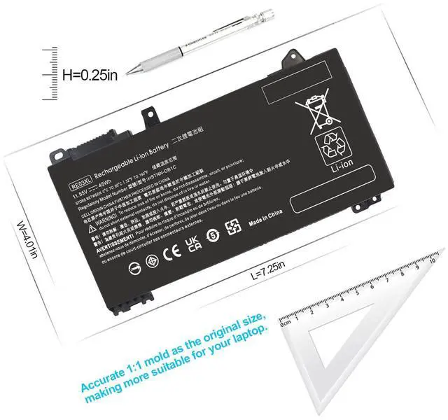 Alt view image 3 of 5 - RE03XL RF03XL L32656-005 Laptop Battery for HP ProBook 430 440 445 450 455R G6 430 440 445 450 G7 Notebook Battery L32407-AC1 L32407-2B1 L32407-541 HSTNN-OB1C HSTNN-UB7R HSTNN-DB9A REO3XL 45WH