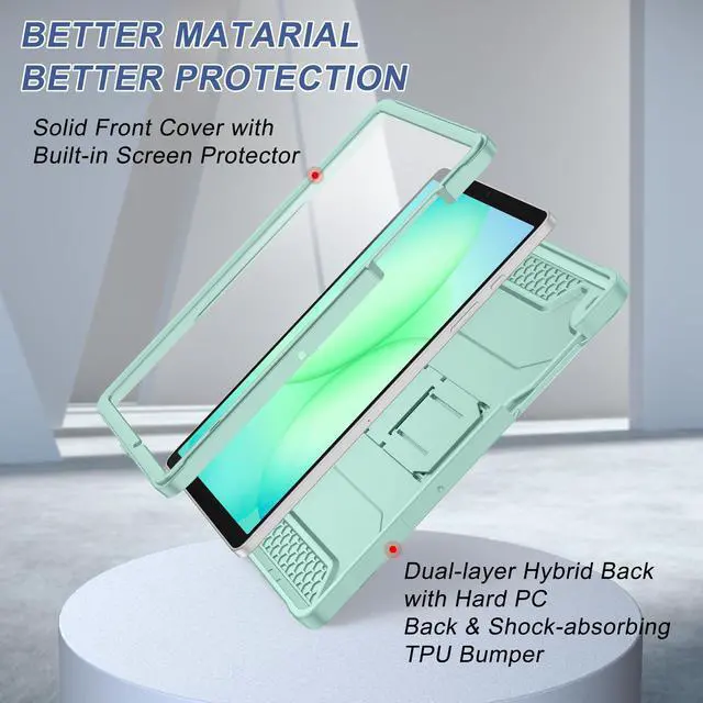Alt view image 2 of 5 - Soke Case for Samsung Galaxy Tab A11/A9 Plus, with Built-in Screen Protector and Kickstand, Rugged Full Body Protective Cover for Galaxy Tab A11+/A9+ 11 Inch Tablet [SM-X210/X216/X218],Mint Green