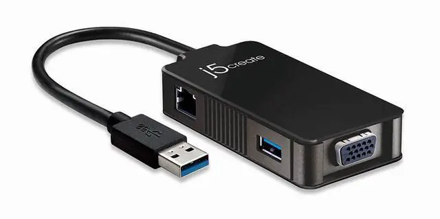 Main image of j5create USB to VGA Adapter- USB 3.0/2.0 & Gigabit Ethernet Multi Monitor Display Hub | External Graphics Card Converter | 5 Gbps Transfer Speed | 1080p HD Video Playback | 2048 x 1152 @ 32 bit