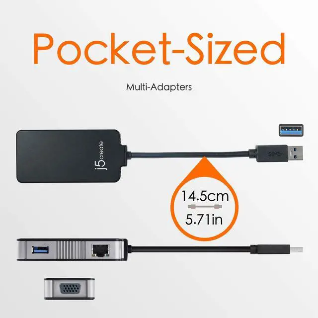 Alt view image 4 of 5 - j5create USB to VGA Adapter- USB 3.0/2.0 & Gigabit Ethernet Multi Monitor Display Hub | External Graphics Card Converter | 5 Gbps Transfer Speed | 1080p HD Video Playback | 2048 x 1152 @ 32 bit