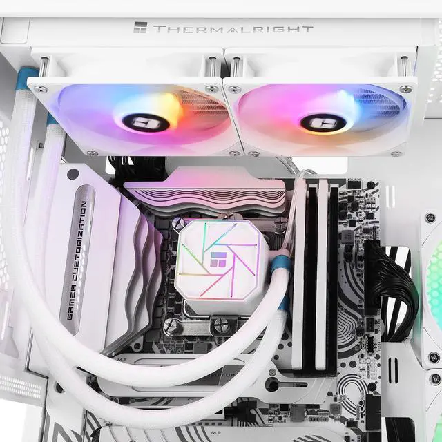Alt view image 2 of 5 - Thermalright Aqua Elite 240 White V3 Water Cooling CPU Cooler, Double PWM ARGB Fans with S-FDB Bearings,Efficient PWM Controlled Pump,for AMD/AM4/AM5, Intel LGA1150/1151/1200/2011/1700
