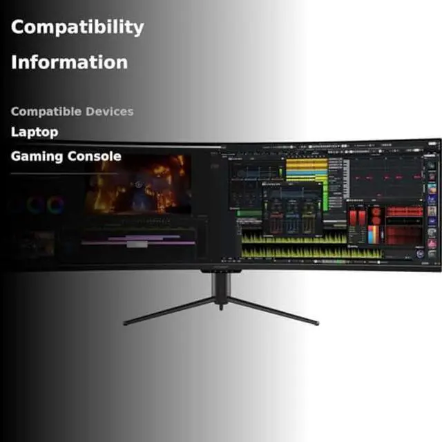 Alt view image 3 of 5 - INNOCN 49" Curved Gaming Monitor 144Hz Ultrawide 32:9 WDFHD 3840 x 1080P, R1800, 99% sRGB, HDR400, USB Type C, DisplayPort, HDMI, Built-in Speakers, Height/Tilt Adjustable - 49C1G