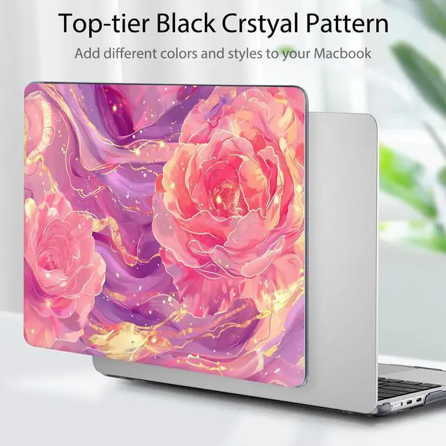 Alt view image 3 of 5 - Tuiklol for M4 MacBook Air 13.6 inch Case 2025-2022 Release M2 Chip Model A3240 A3113 A2681, Plastic Hard Shell Cover for MacBook Air 13.6 Liquid Retina Display with Touch ID, Pink Roses