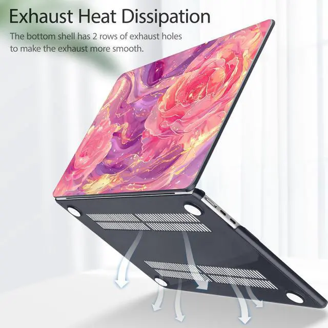 Alt view image 4 of 5 - Tuiklol for M4 MacBook Air 13.6 inch Case 2025-2022 Release M2 Chip Model A3240 A3113 A2681, Plastic Hard Shell Cover for MacBook Air 13.6 Liquid Retina Display with Touch ID, Pink Roses