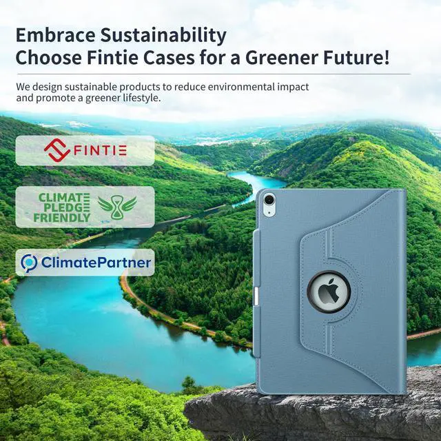 Alt view image 2 of 5 - Fintie Rotating Case for iPad Air 13-inch (M3) 2025, (M2) 2024-360 Degree Swiveling Protective Stand Cover with Pencil Holder, Auto Wake/Sleep, Ocean Blue