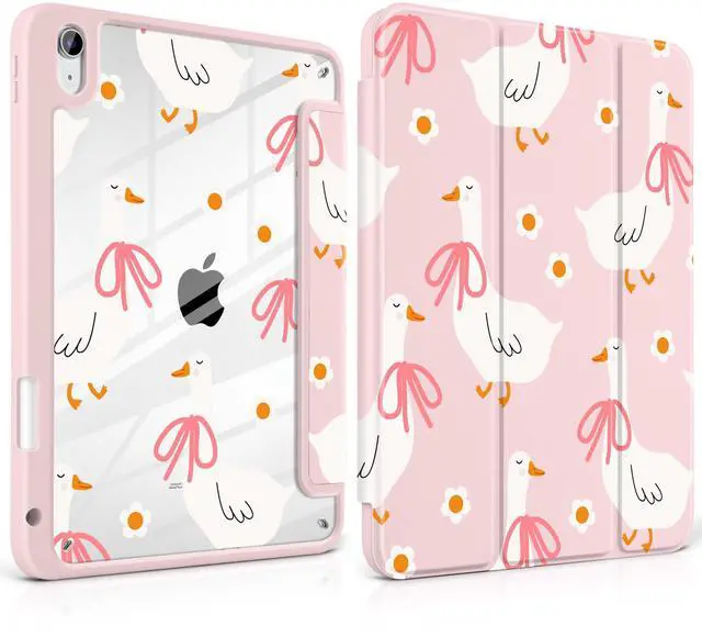 Main image of MEEgoodo Case for iPad A16 11th Generation 11 inch 2025/10th Gen 10.9 inch 2022, Cover with Transparent Acrylic Back Shell,Tablet Case with Pencil Holder+Auto Wake/Sleep+ Stand, Goose Farm & Bows