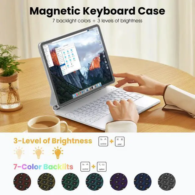 Alt view image 2 of 5 - MBODMI Keyboard Case for iPad 11th (A16,2025) & 10th Generation (2022)- Magnetic Case for iPad 10.9 inch 10th / 11th Gen. Magic Keyboard Backlits, Floating Cantilever Stand,  White