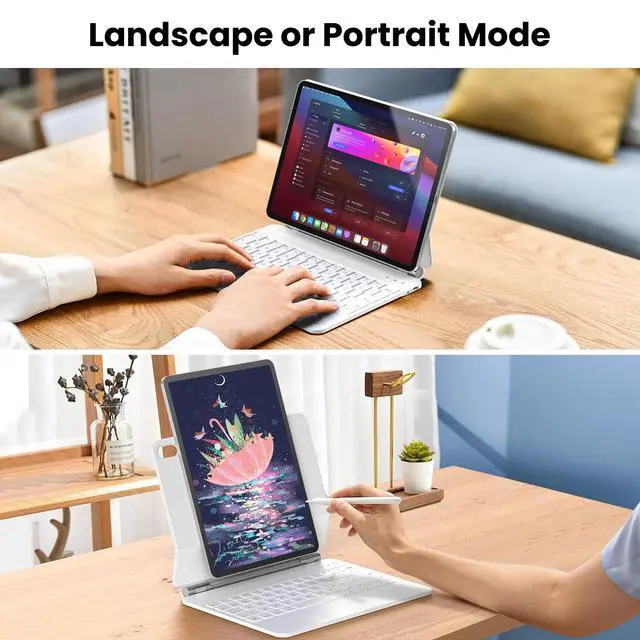 Alt view image 3 of 5 - MBODMI Keyboard Case for iPad 11th (A16,2025) & 10th Generation (2022)- Magnetic Case for iPad 10.9 inch 10th / 11th Gen. Magic Keyboard Backlits, Floating Cantilever Stand,  White