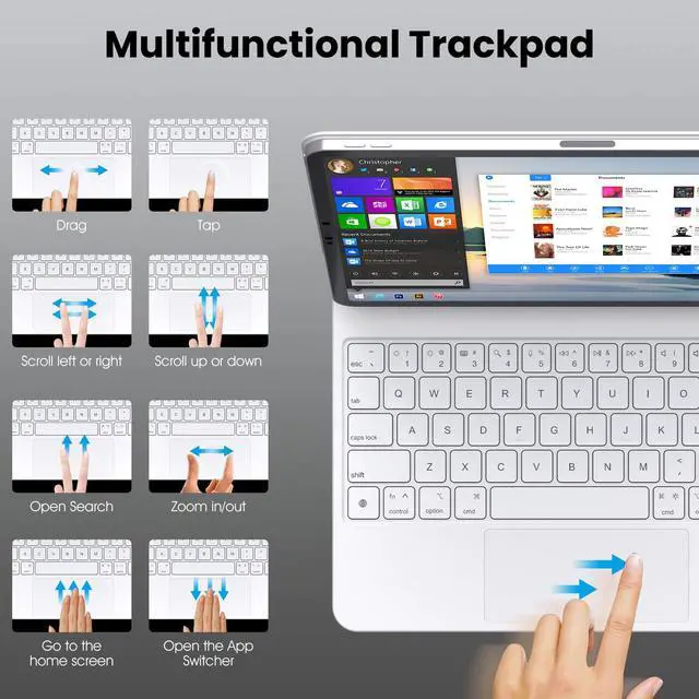 Alt view image 5 of 5 - MBODMI Keyboard Case for iPad 11th (A16,2025) & 10th Generation (2022)- Magnetic Case for iPad 10.9 inch 10th / 11th Gen. Magic Keyboard Backlits, Floating Cantilever Stand,  White