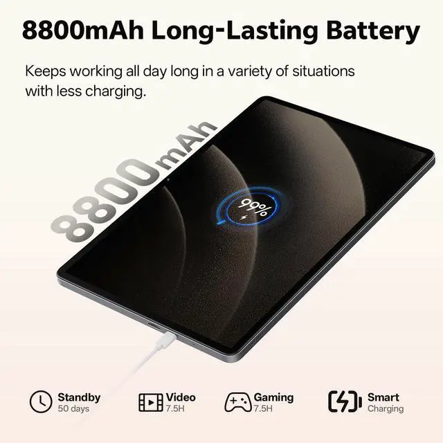 Alt view image 5 of 5 - Android 16 Tablet, 2025 Upgraded 11 inch Android Tablets with Keyboard, 20GB+128GB+1TB Expand, Support Face Unlock+Widevine L1 Supported, Octa-Core CPU,Dual WiFi, Dual Camera,8800mAh Battery, Silver