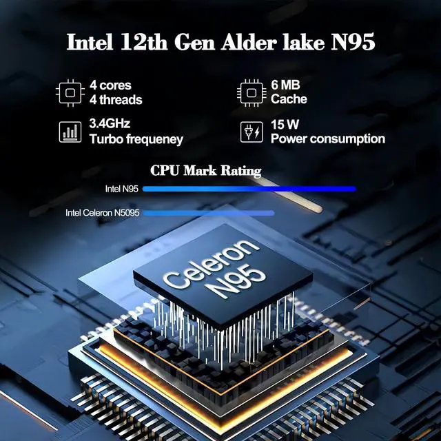 Alt view image 3 of 5 - MTWZMM 17 inch FHD Laptop - 12th Gen Intel Celeron N95 (Up to 3.4GHz), 16GB RAM 256GB SSDOffice/Study, Thin & Portable with Backlit Keyboard, Type-C/HDMI/WiFi 5/RJ45/BT