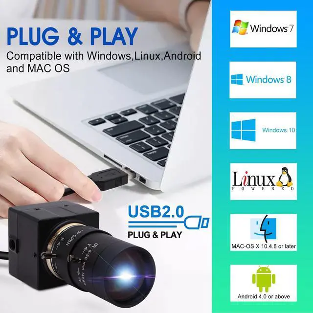 Alt view image 4 of 5 - ALPCAM 4K USB Camera - 10X Optical Zoom, Ultra HD 2160P, IMX415 Sensor, Plug and Play for Windows, Linux, Mac, Raspberry Pi