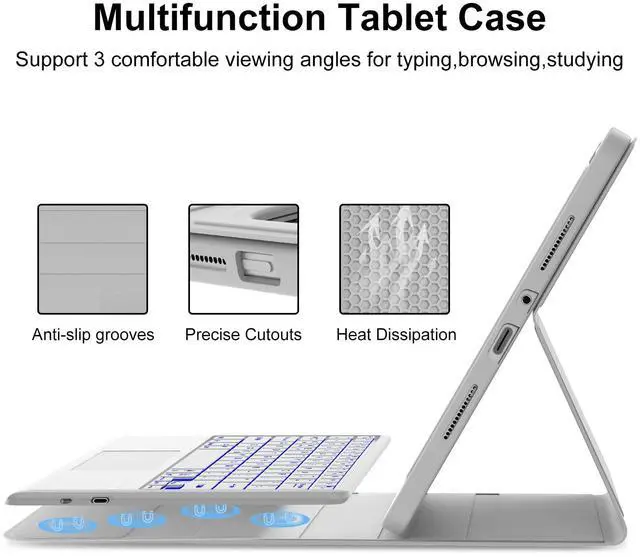 Alt view image 5 of 5 - WINCHKING Touchpad Keyboard Case for Tablet Redmi Pad Pro 12.1 Inch 2024/Poco Pad 12.1 Released 2024,7-Color Backlit,Detachable Wireless Keyboard Protective Case with Pen Holder,Light Gray