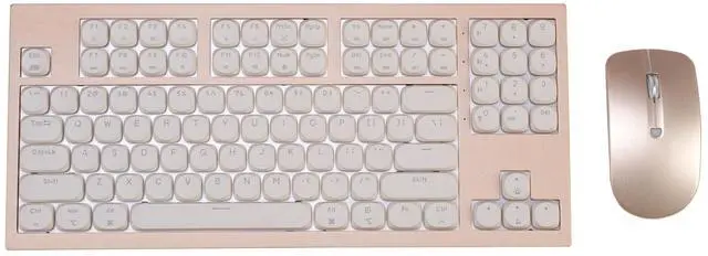 Main image of Willow Mechanical Keyboard [Milk Tea Edition] + Bonus Wireless Mouse, 102 Keys, MAC/WIN, LP Kailh Linear Silent Hot Swappable Switches, White Backlit, RF 2.4, Bluetooth, USB, PBT Keycaps, Aluminum Top