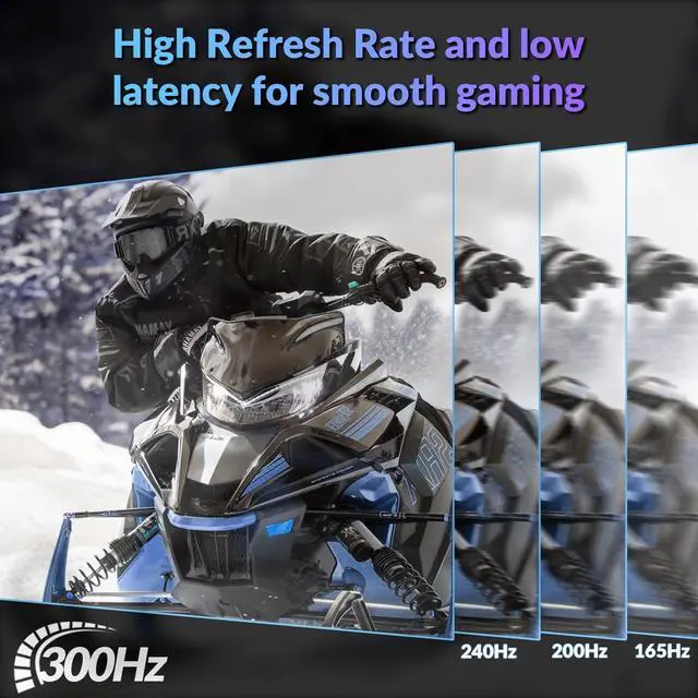 Alt view image 5 of 5 - ZZA 27 inch White Gaming Monitor,300Hz Curved Monitor,Full HD 1080P White Computer Monitor,Eye-Care Display with HDMI,DP,FreeSync,Wall Mountable for Gaming and Office