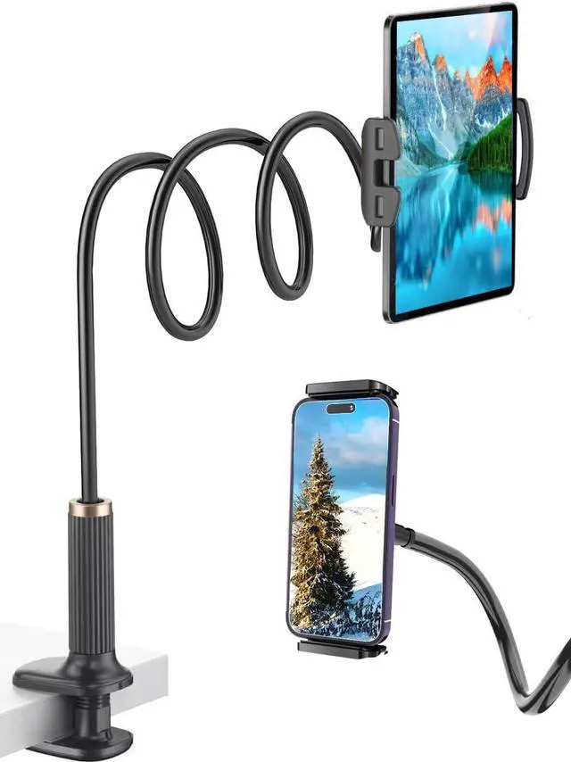 Main image of Niumowa Gooseneck Tablet Holder - Flexible Tablet Stand, Tablet Holder,Cell Phone Holder,Cell Stand, Flexible Adjustable Arm in Bed for/Mobile Phone/Switch/etc, 98 cm Total Length (Black)