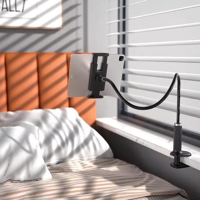 Alt view image 5 of 5 - Niumowa Gooseneck Tablet Holder - Flexible Tablet Stand, Tablet Holder,Cell Phone Holder,Cell Stand, Flexible Adjustable Arm in Bed for/Mobile Phone/Switch/etc, 98 cm Total Length (Black)