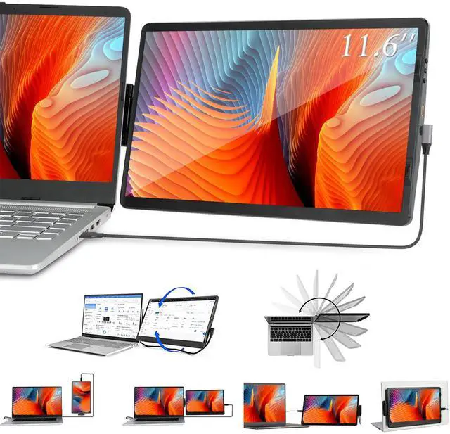 Main image of Iryreafer Laptop Screen Extender, 11.6 Inch Mini Game Monitor 360° Rotatable Attachable Portable Monitor Extender for Laptop, Compatible with Mac, PC, Chrome, Powered by USB or Mini HDMI Port