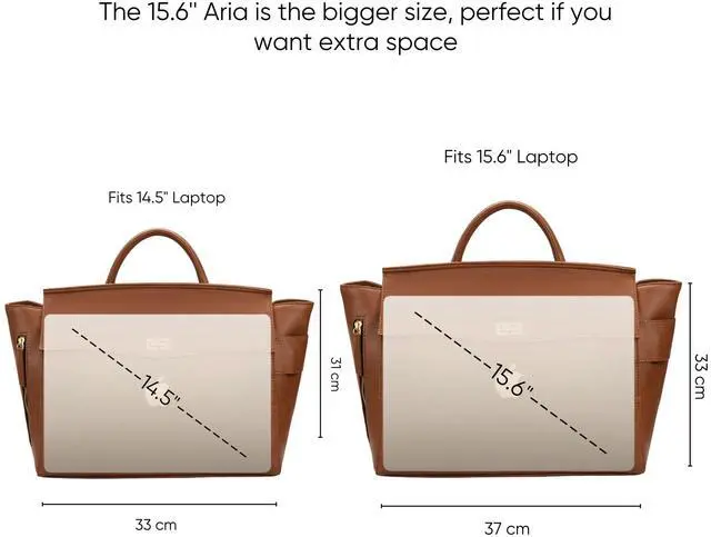 Alt view image 3 of 5 - RASHKI ARIA Women tote bag | 15.6" Laptop Messenger Bag | Laptop Bag | Office Bag | College Bag | Vegan Leather (TAN)
