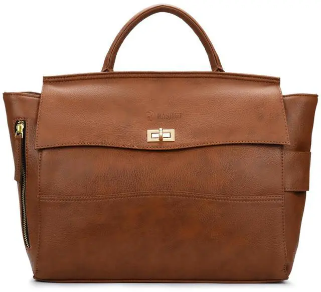 Main image of RASHKI ARIA Women tote bag | 15.6" Laptop Messenger Bag | Laptop Bag | Office Bag | College Bag | Vegan Leather (TAN)