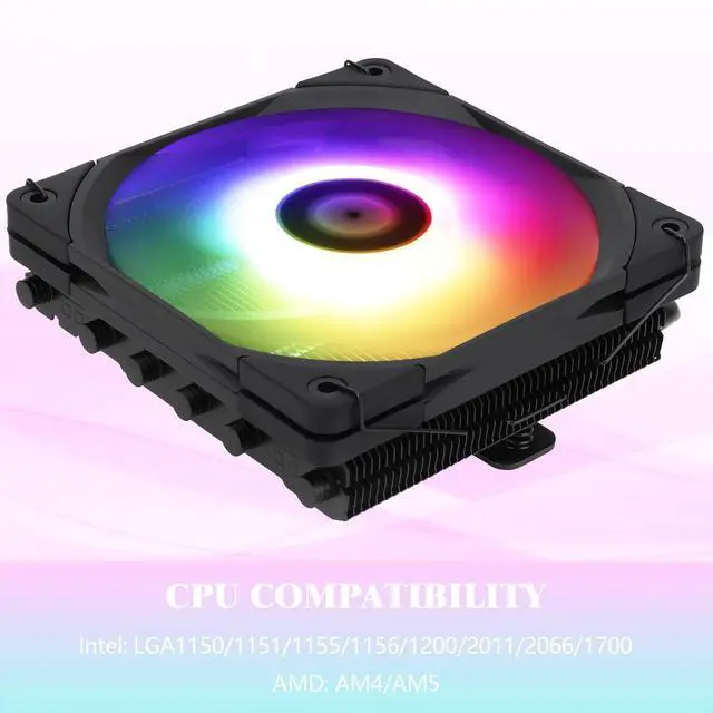 Alt view image 3 of 5 - Thermalright AXP-120-X67 Black ARGB Low Profile CPU Air Cooler with Quite 120mm TL-C12015B-S Low Profile PWM Fan, 6 Heat Pipes, 67mm Height, for AMD AM4/Intel LGA 1700/1150/1151/1851/1200/2011/2066