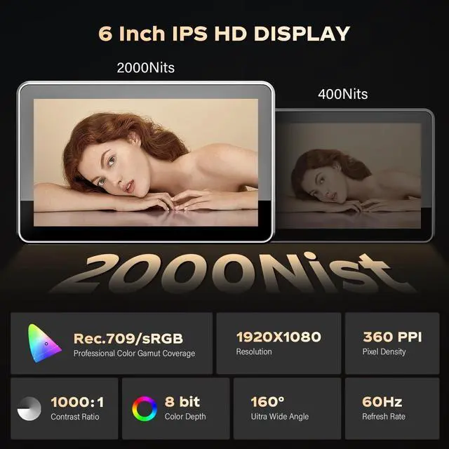 Alt view image 3 of 5 - VILTROX DC-X3 Touchscreen Camera Field Monitor, SDI in/Out HDMI in/Out 4K Camera Video Monitor with Battery Sunshade Hood,Camera Touchscreen Monitor for Sony Canon Nikon2000nits,3D LUT,1920X1080