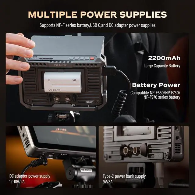 Alt view image 4 of 5 - VILTROX DC-X3 Touchscreen Camera Field Monitor, SDI in/Out HDMI in/Out 4K Camera Video Monitor with Battery Sunshade Hood,Camera Touchscreen Monitor for Sony Canon Nikon2000nits,3D LUT,1920X1080