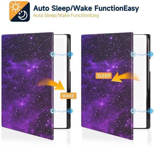 Alt view image 4 of 5 - QIOFEARTH Case for Remarkable Paper Pro Tablet 11.8" (2024 Released) Lightweight and Hard Back Shell Protective Book Folio Cover,Have Auto Sleep/Wake,Pen Holder and Pen Tips Box (Starry Sky Purple)