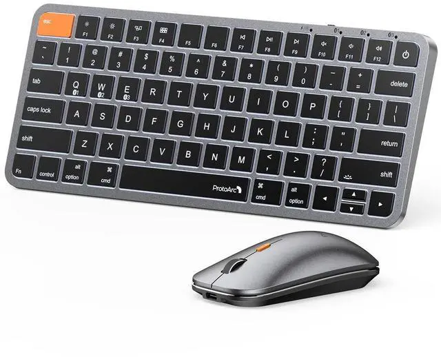 Main image of ProtoArc Backlit Compact Bluetooth Keyboard and Mouse for Mac, KM90-A Multi-Device Wireless Keyboard Mouse for Mac, Quiet and Rechargeable, for MacBook Pro/Air, iPad - Space Gray