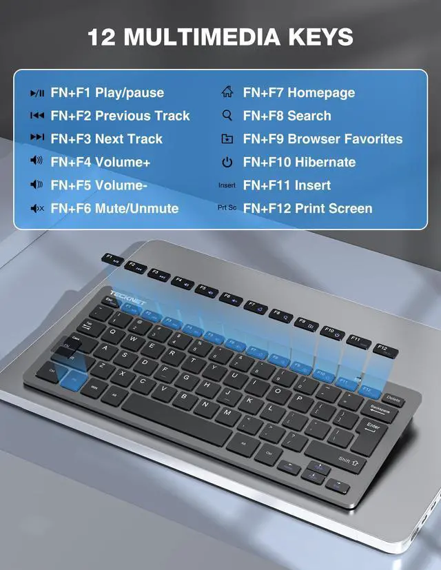 Alt view image 5 of 5 - TECKNET Wireless Keyboard and Mouse Combo, Mini Cordless Computer Keyboard and Mouse Set 2.4GHz, Silent Adjustable 1600 DPI, Quiet Click, Lag-Free for Computer, Laptop, PC, Windows, Mac, Chrome OS(GS)