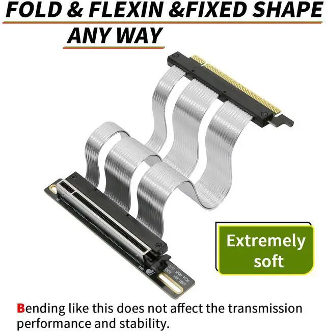 Alt view image 5 of 5 - GIGA-MEGA PCIe 5.0 X16 Riser Cable GPU Extension Cable GEN5 Vertical Mount for Next RTX5090, GEN5 SSD Riser Card (20cm)