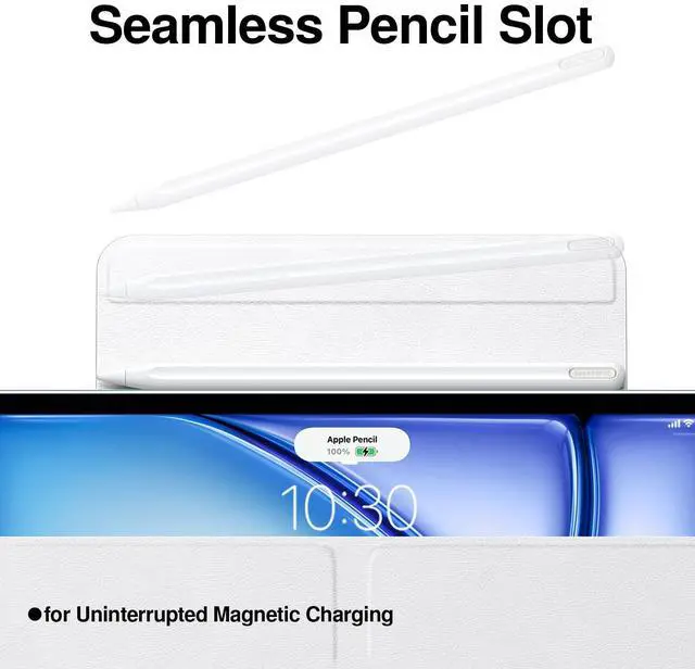 Alt view image 4 of 5 - SMARTDEVIL Magnetic Case for iPad Air 13 Inch Case (2024), Slim Protective Case with Apple Pencil Holder, Auto Wake/Sleep, 5 Standing Angles, White