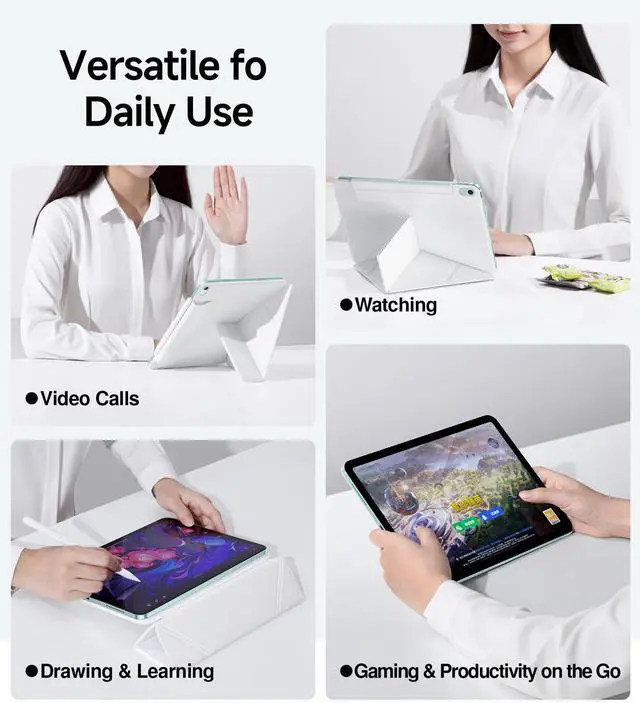 Alt view image 3 of 5 - SMARTDEVIL Magnetic Case for iPad Air 13 Inch Case (2024), Slim Protective Case with Apple Pencil Holder, Auto Wake/Sleep, 5 Standing Angles, White