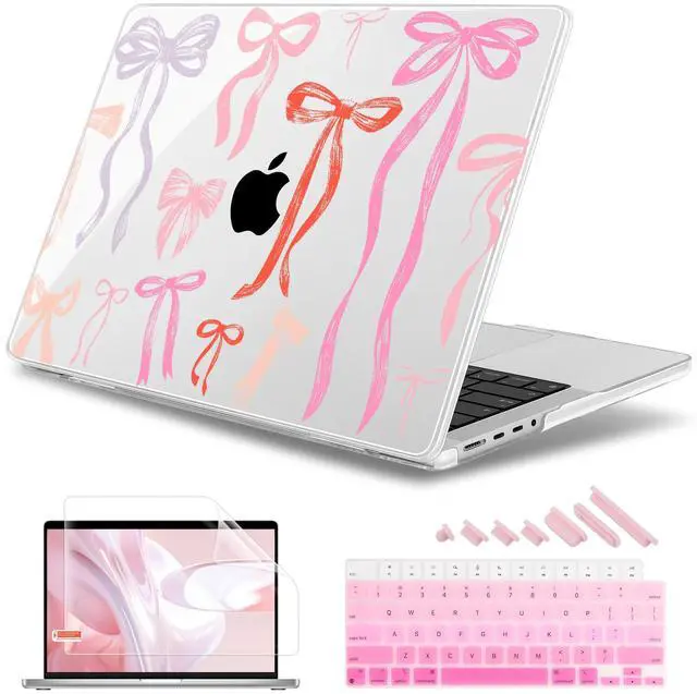 Main image of May Chen Case for M4 MacBook Pro 16 inch A3403 Max A3186, M3 A2991 M2 A2780 M1 A2485 Pro Max 2024 2023 2022 2021 Release, Plastic Hard Shell Case with Screen Pretector&Keyboard Cover, Bows Girly